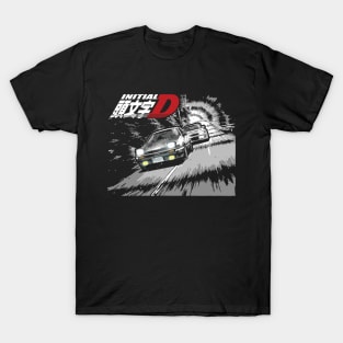 AE86 Corolla vs evo 5 Tandem mountain  Drifting Racing T-Shirt